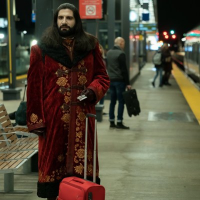 Nandor (Kayvan Novak) at the train station on What We Do in the Shadows season 3 finale