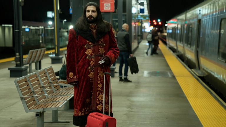 Nandor (Kayvan Novak) at the train station on What We Do in the Shadows season 3 finale