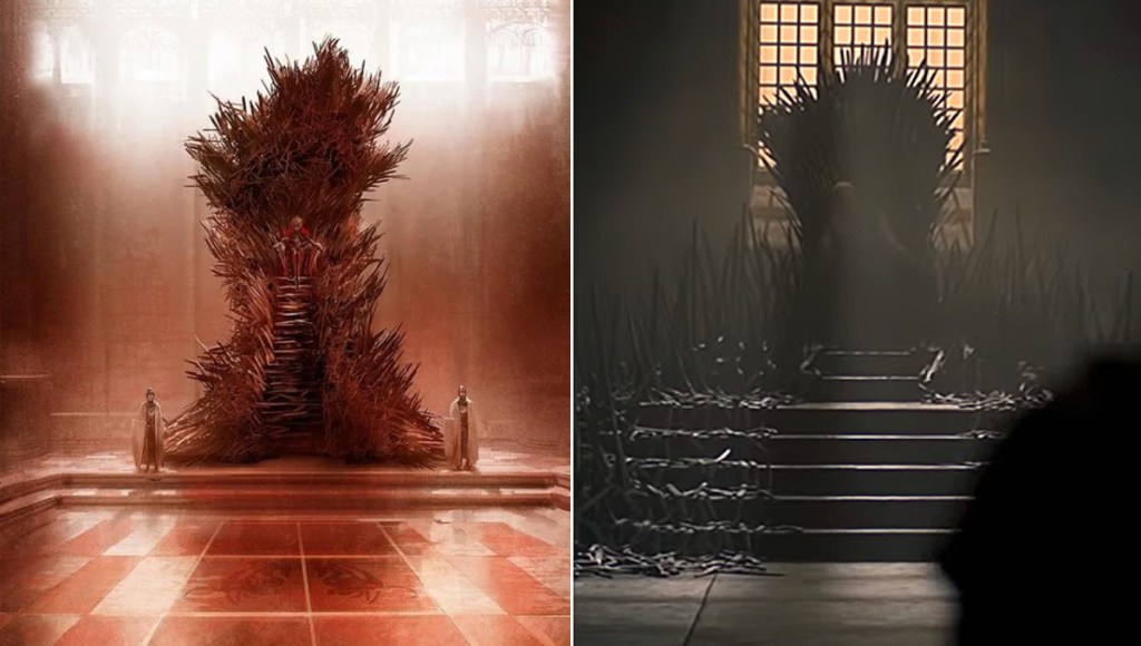 Game of Thrones' Iron Throne as presented by Marc Simonetti and on House of the Dragon.