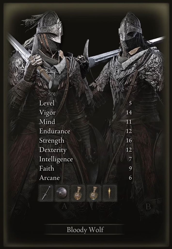 Bloody Wolf Elden Ring Character Class Stat Screen