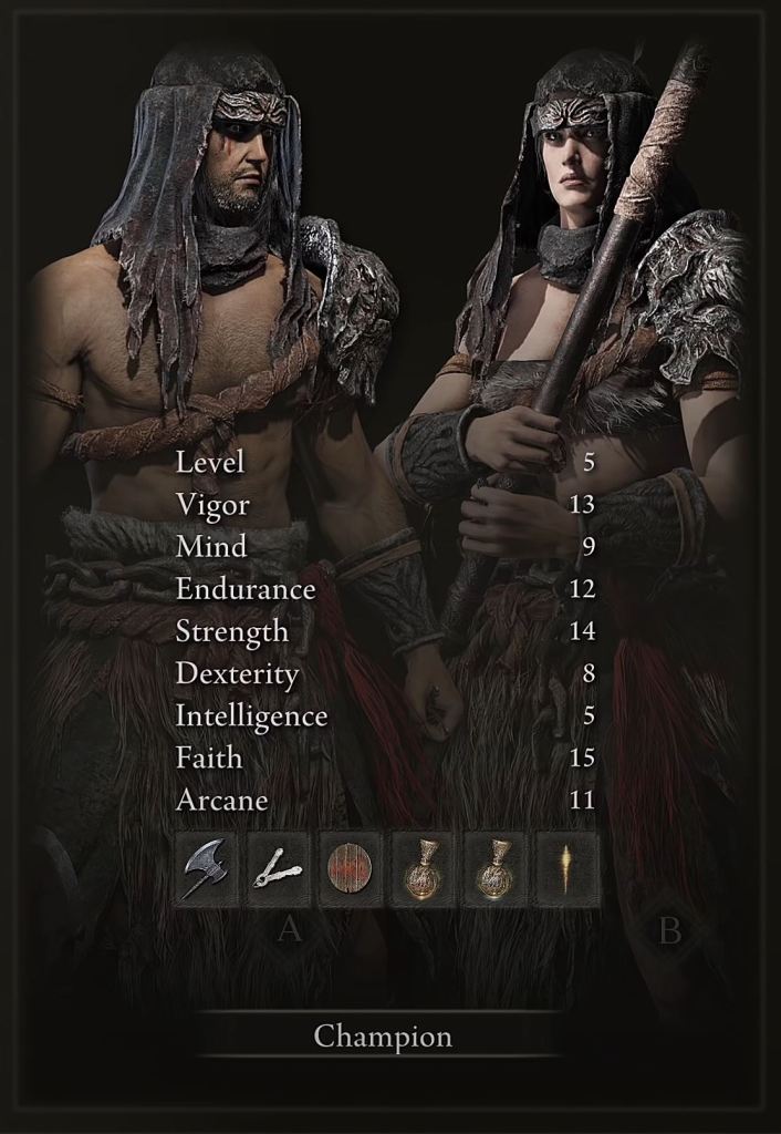 Champion Elden Ring Character Class Stat Screen