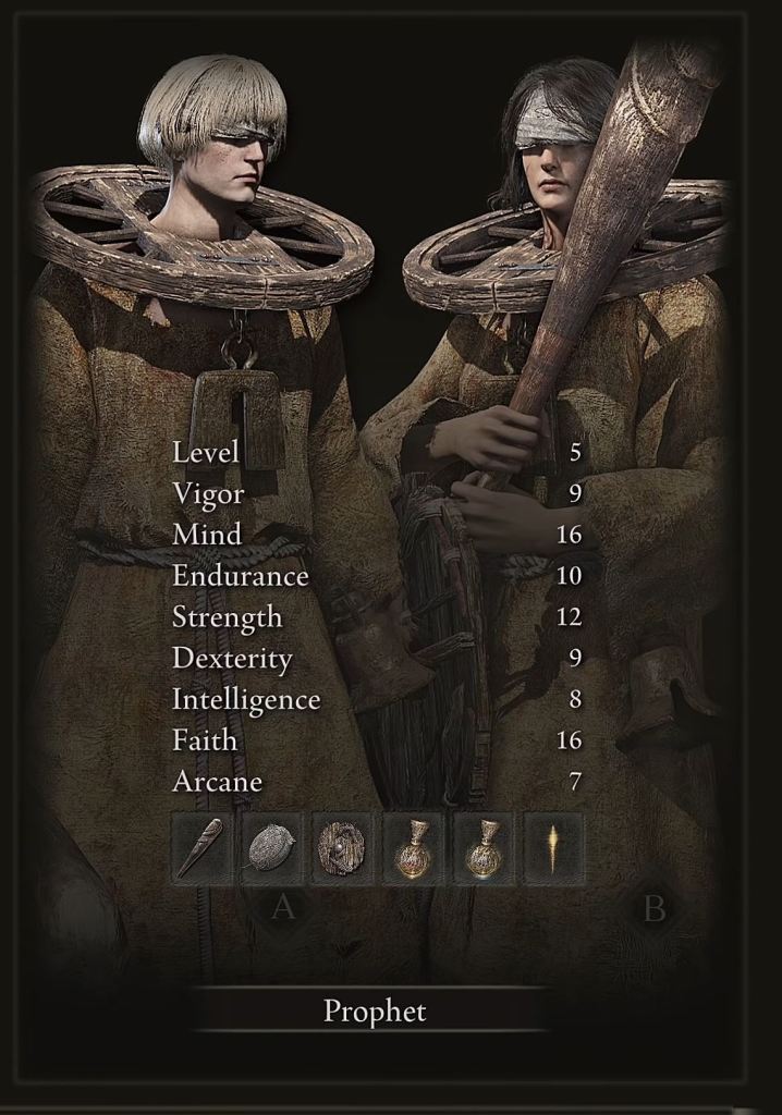 Prophet Elden Ring Character Class Stat Screen