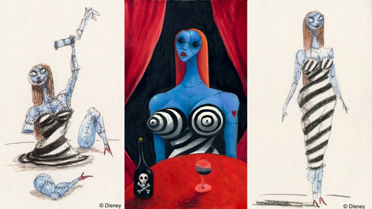 Sally Nightmare Before Christmas concept art and Blue Girl painting Tim Burton Disney