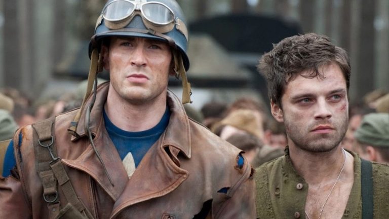 Chris Evans as Steve Rogers and Sebastian Stan as Bucky in Captain America