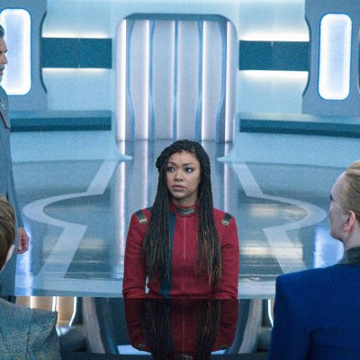 Burnham meets with the Federation leadership in Star Trek: Discovery Season 4