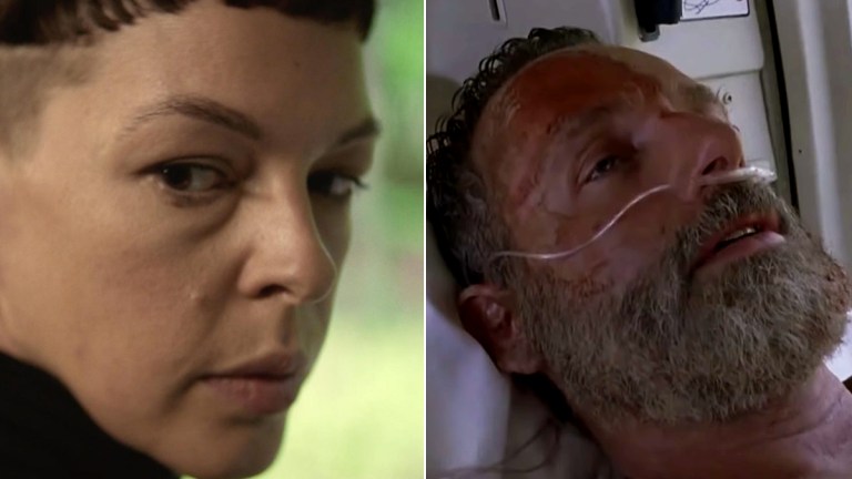 Jadis on The Walking Dead: World Beyond; Rick Grimes on The Walking Dead.