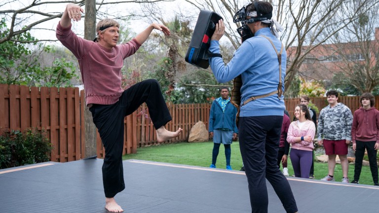 Johnny Lawrence (William Zabka) and Daniel LaRusso (Ralph Macchio) in Cobra Kai Season 4