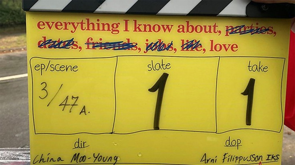 Everything I Know About Love clapper board