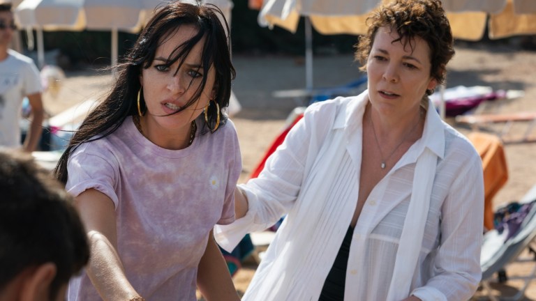 Dakota Johnson and Olivia Colman in The Lost Daughter