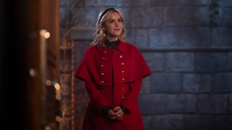 Riverdale -- "Chapter Ninety-Nine: The Witching Hour(s)" -- Image Number: RVD604a_0029r -- Pictured: Kiernan Shipka as Sabrina Spellman -- Photo: Kailey Schwerman/The CW -- © 2021 The CW Network, LLC. All Rights Reserved.