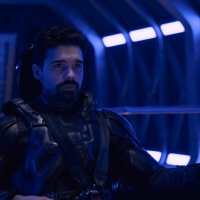 Holden piloting the Rocinante in The Expanse