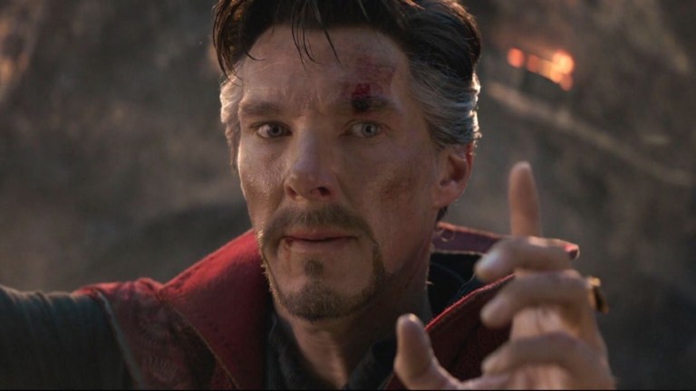 Doctor Strange (Benedict Cumberbatch) holds up one finger in Avengers: Endgame