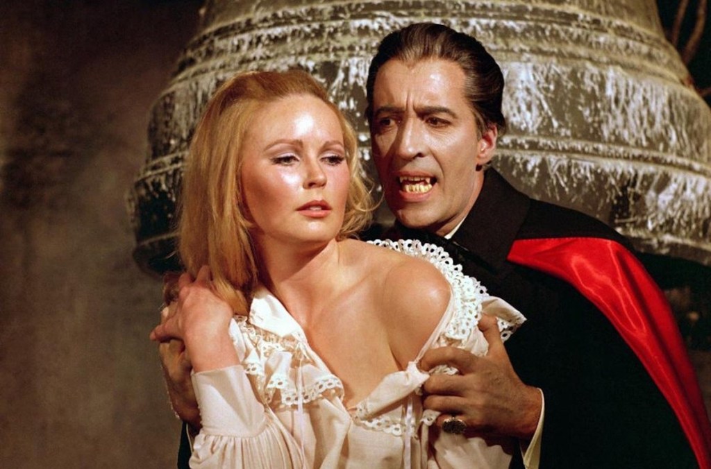 Christopher Lee and Veronica Carlson in Dracula Has Risen from the Grave