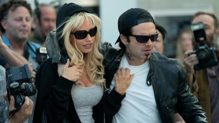 Lily James and Sebastian Stan as Pamela Anderson and Tommy Lee in Hulu's Pam and Tommy