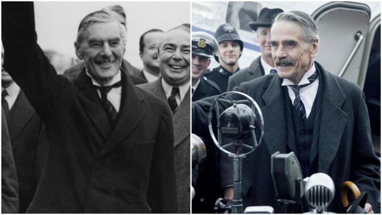 Jeremy Irons in Munich versus the real Neville Chamberlaine