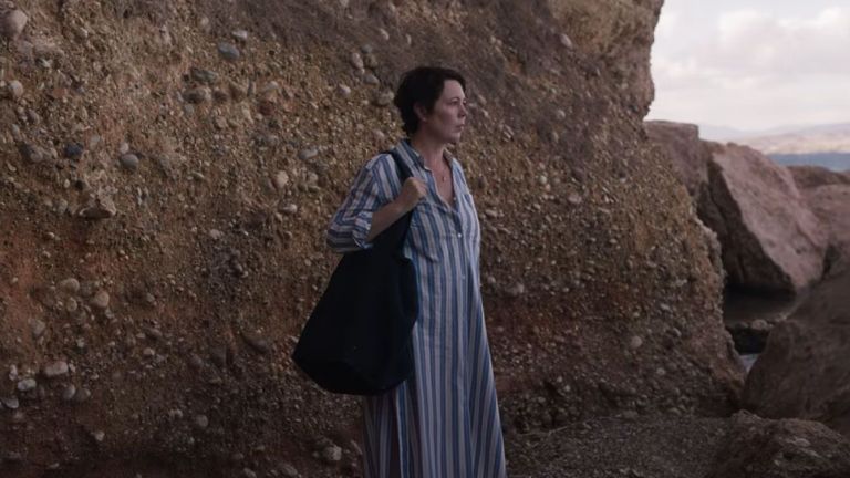 Olivia Colman on the beach in The Lost Daughter
