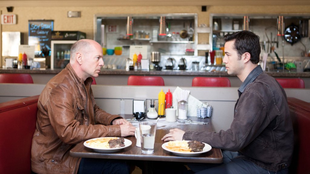 Bruce Willis and Joseph Gordon-Levitt in Looper