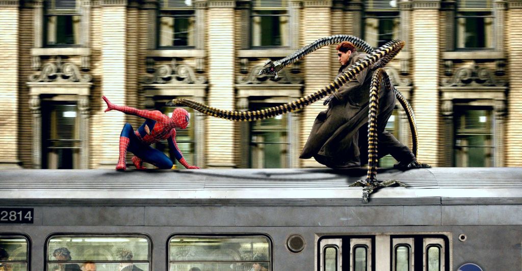 The train fight in Sam Raimi's Spider-Man 2 with Doctor Octopus