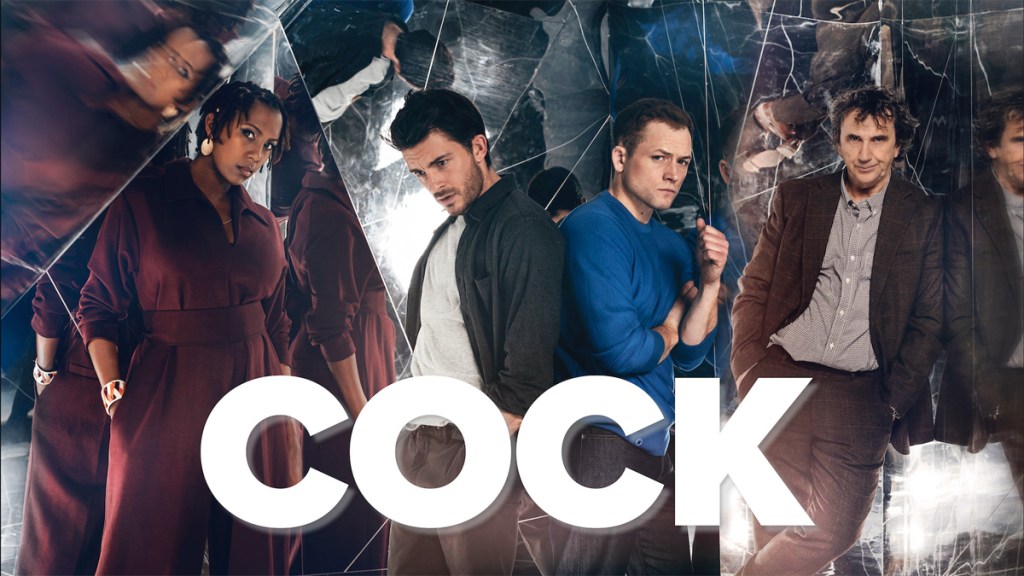 Jonathan Bailey Taron Egerton Cock play poster