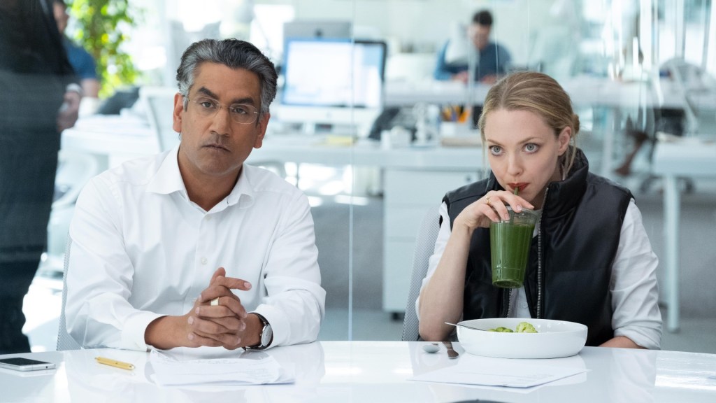 Naveen Andrews and Amanda Seyfried in The Dropout