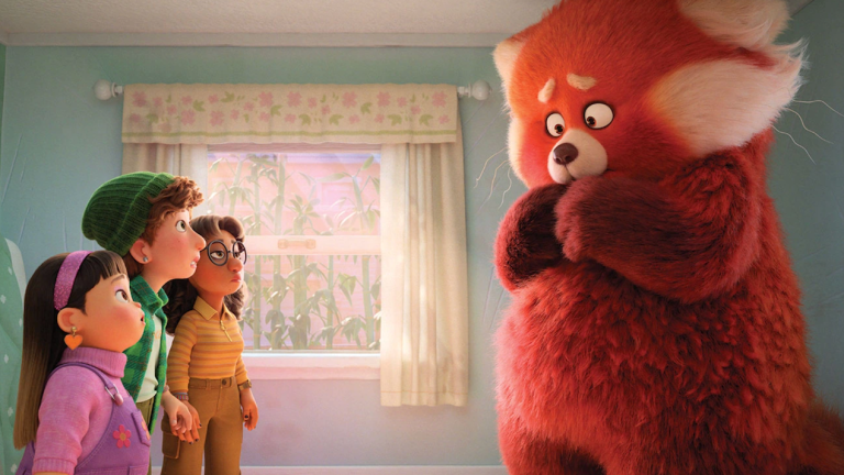 adorable red fox in Pixar's Turning Red