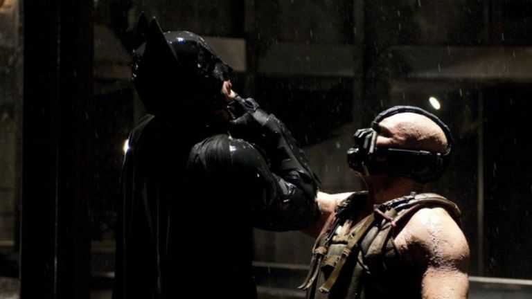 Bane fights Batman in The Dark Knight Rises