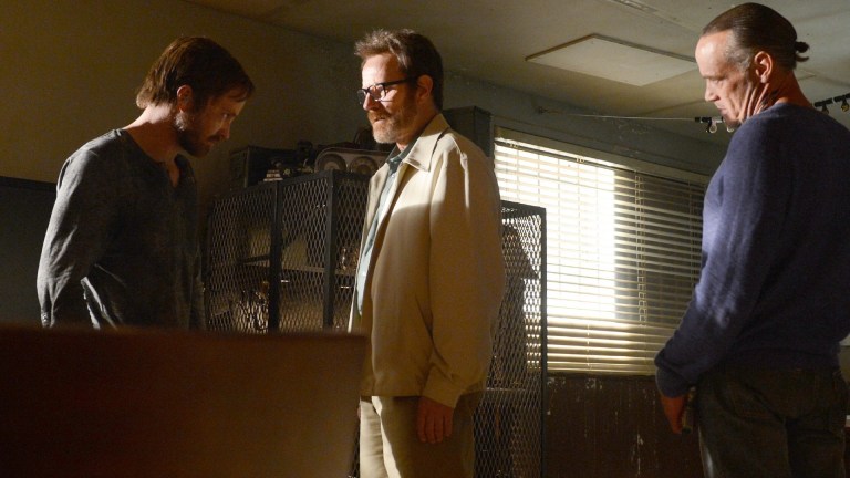 Jesse Pinkman (Aaron Paul) and Walter White (Bryan Cranston) in the Breaking Bad series finale, Felina