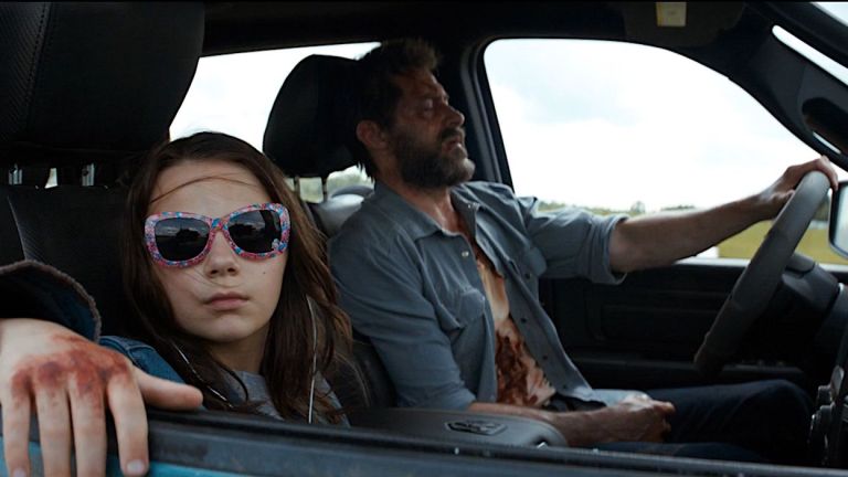 Dafne Keen and Hugh Jackman as Laura and Logan