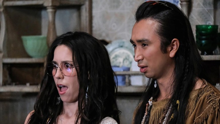 Flower (Sheila Carrasco) and Sasappis (Román Zaragoza) on CBS's Ghosts