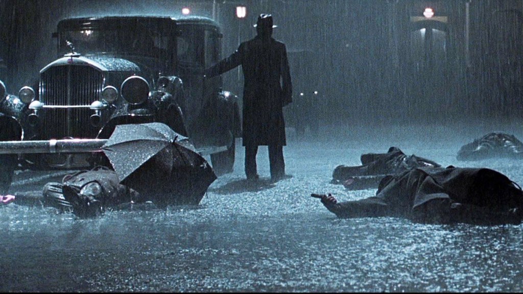 Paul Newman in Road to Perdition shootout