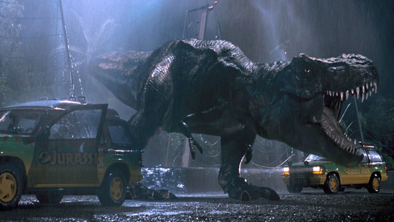 T Rex in Jurassic Park roars