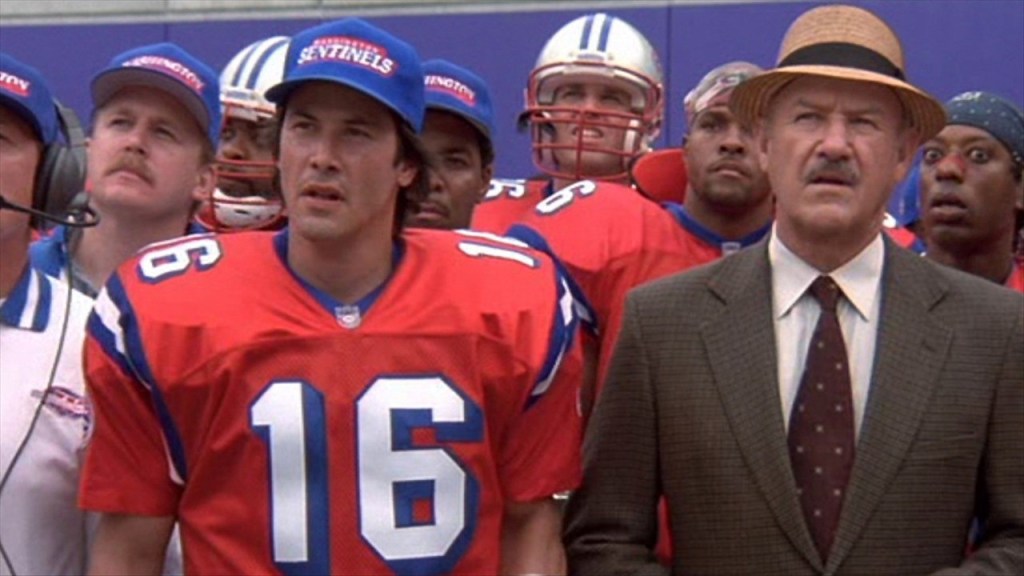 Keanu Reeves and Gene Hackman in The Replacements