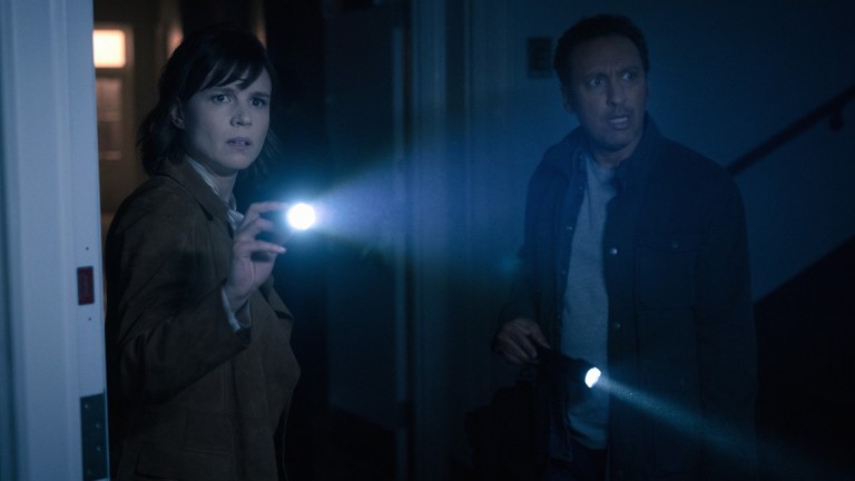Pictured (L-R) Katja Herbers as Kristen Bouchard and Aasif Mandvi as Ben Shakir of the Paramount+ series EVIL.