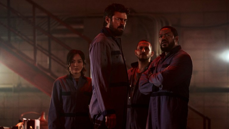 Kimiko (Karen Fukuhara), Billy Butcher (Karl Urban), Frenchie (Tomer Kapon), and Mother's Milk (Laz Alonso) in The Boys season 3