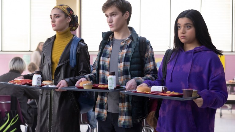 Yasmeen Fletcher, Matthew Lintz and Iman Vellani in Ms. Marvel