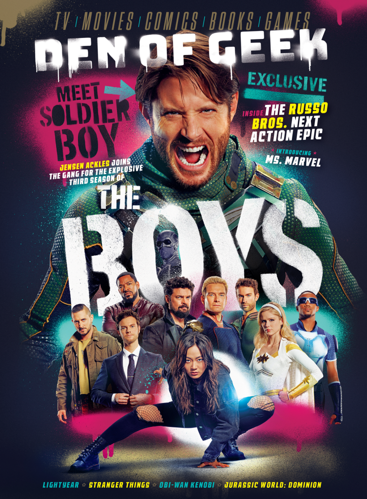 Jensen Ackles is Soldier Boy on The Boys Season 3 cover of Den of Geek magazine