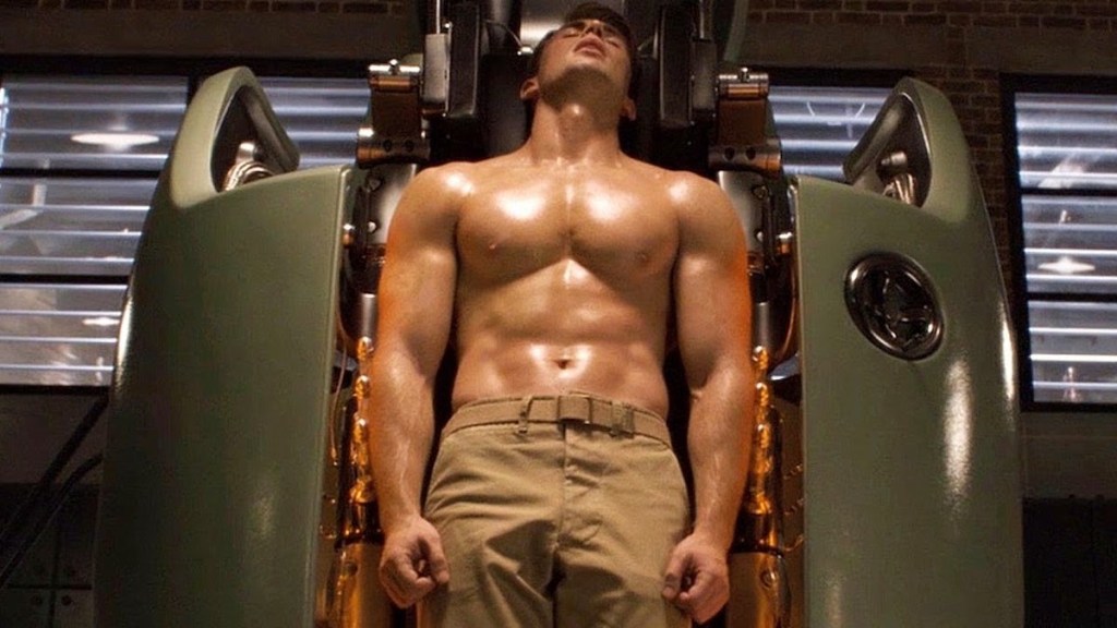 Chris Evans muscles in Captain America The First Avenger