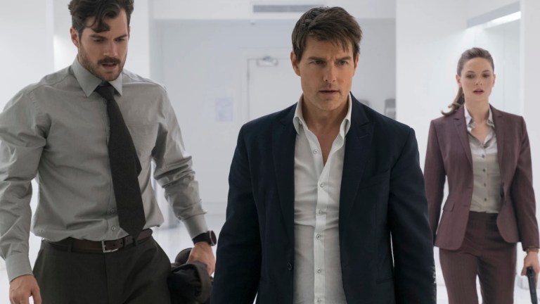 Henry Cavill and Tom Cruise in Mission Impossible Fallout