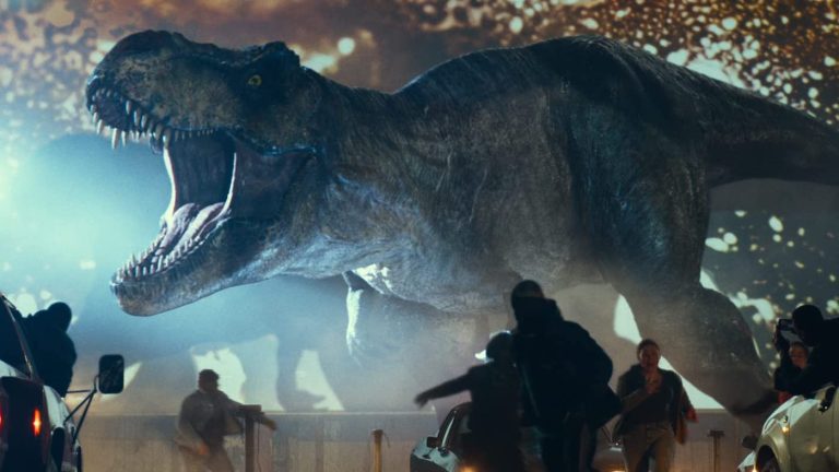 T-Rex a drive-in movie in Jurassic World Dominion