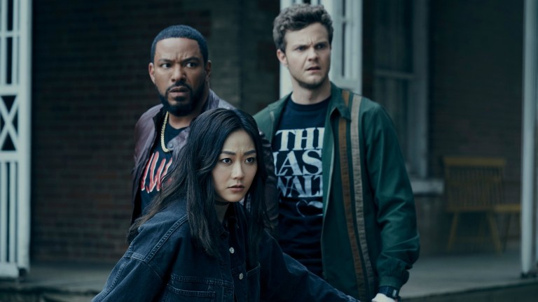 Mother's Milk (Laz Alonso), Kimiko (Karen Fukuhara), and Hughie (Jack Quaid) in The Boys season 3