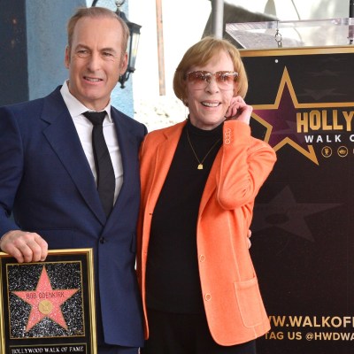 HOLLYWOOD, CALIFORNIA - APRIL 18: Carol Burnett (R) attends as Bob Odenkirk is honored with a star on The Hollywood Walk of Fame on April 18, 2022 in Hollywood, California.