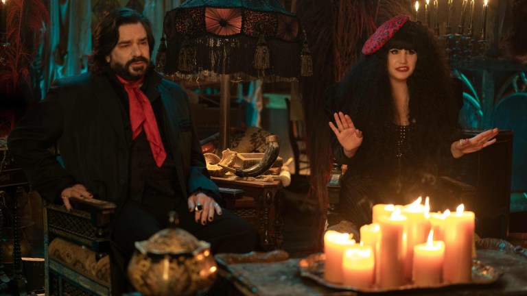 Laszlo (Matt Berry) and Nadja (Natasia Demetriou) in What We Do in the Shadows