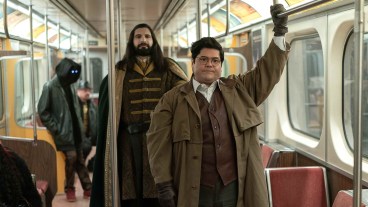 Nandor (Kayvan Novak) and Guillermo (Harvey Guillen) ride the train on What We Do in the Shadows season 4 episode 4
