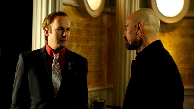 Saul Goodman (Bob Odenkirk) and Walter White (Bryan Cranston) on Breaking Bad season 3 episode 11