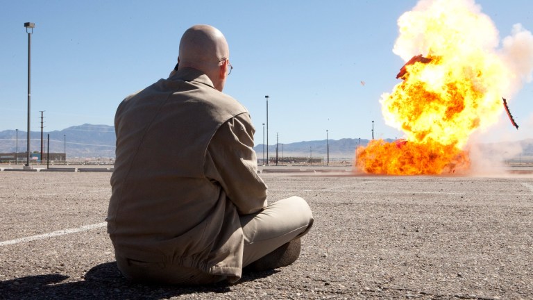 Walter White (Bryan Cranston) admires an explosion in Breaking Bad