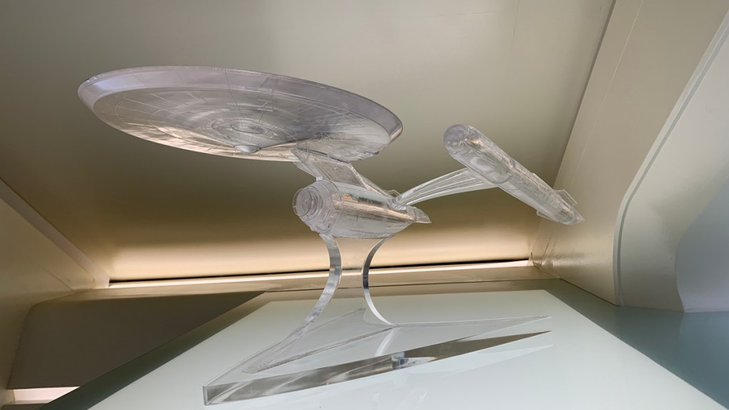 Star Trek: Strange New Worlds Pike's Ready Room with Enterprise model. Photo credit: Justin Craig