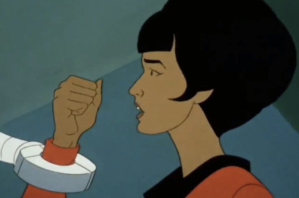Nichelle Nichols as Uhura in Star Trek: The Animated Series episode "Once Upon A Planet"