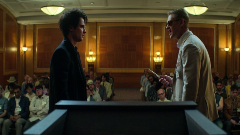 The Sandman. (L to R) Tom Sturridge as Dream, Boyd Holbrook as The Corinthian in episode 110 of The Sandman.