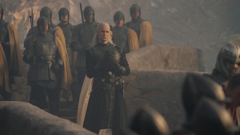 Daemon Targaryen (Matt Smith) with a dragon egg on House of the Dragon episode 2.