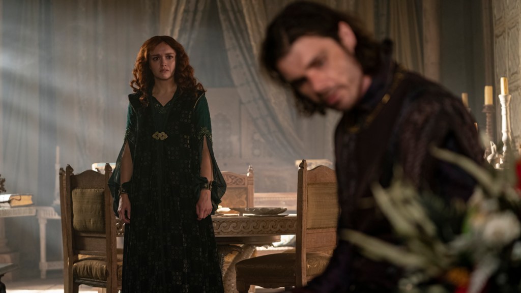 House of the Dragon episode 6 Queen Alicent and Ser Larys Strong